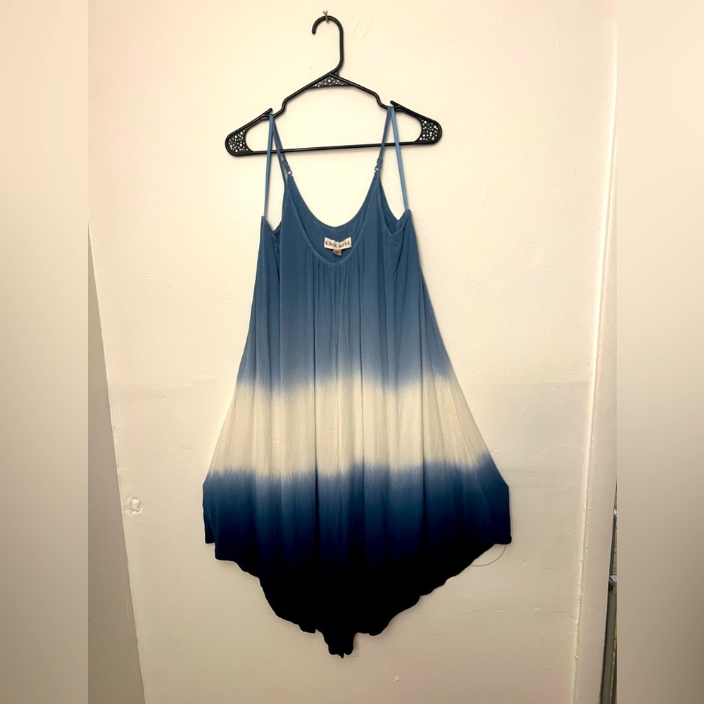 Knox Rose Blue White Ombre Tie Dye Sleeveless Dress Xtra Large